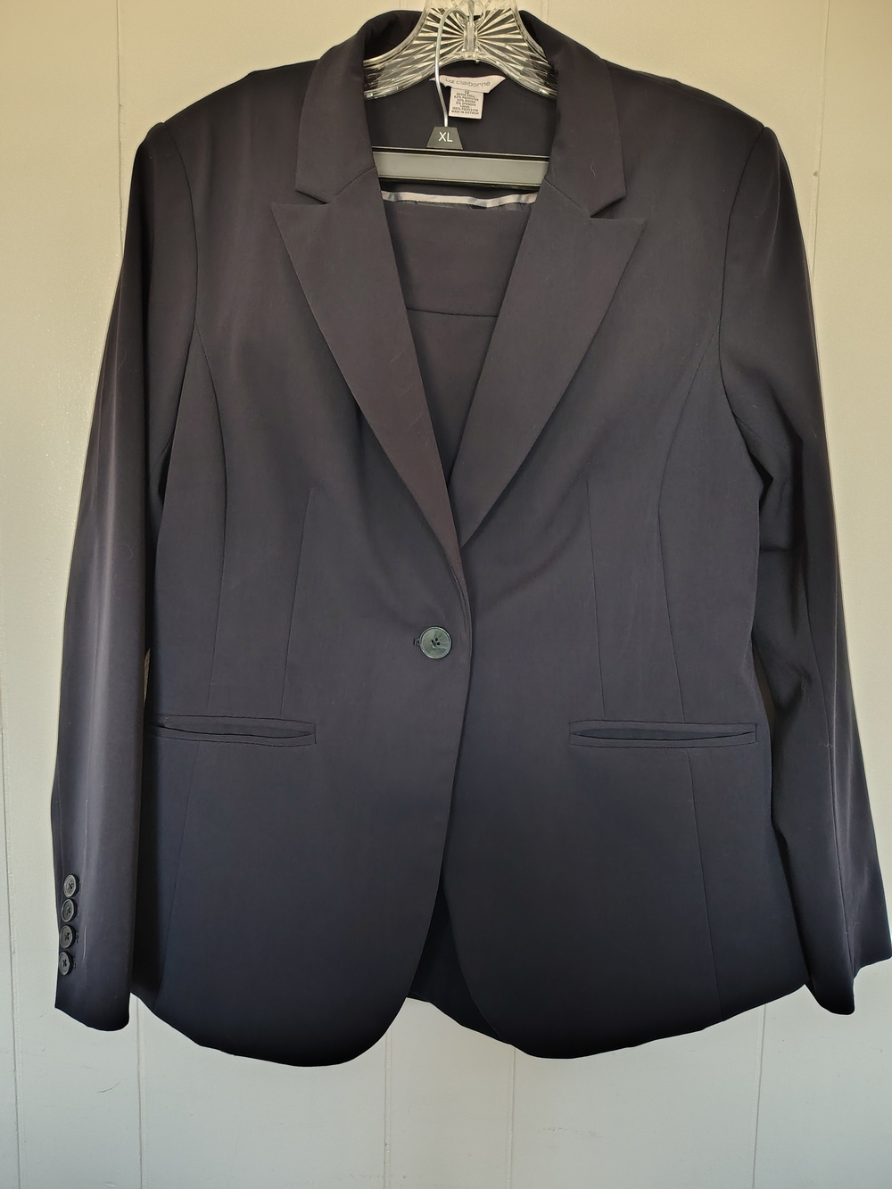 Liz Claiborne Navy Blue 2-Piece Skirt Suit Set Blazer & Skirt Size 12